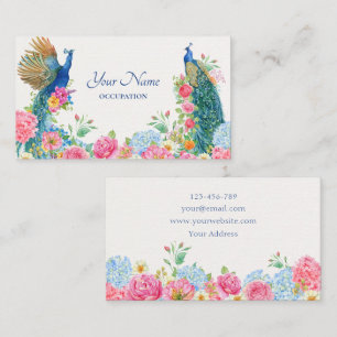Carte De Visite Paon d'oiseau floral