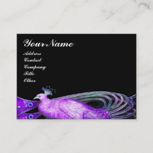 CARTE DE VISITE PAON ÉLÉGANT EN VIOLET POURPRE, NOIR
