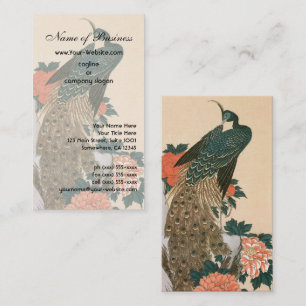Carte De Visite Paon et Pivoines par Ando Hiroshige