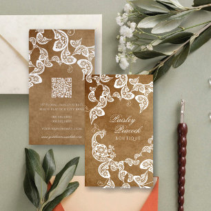 Carte De Visite Paon floral élégant chic vintage de Boho Paisley