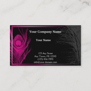 Carte De Visite Paon rose et noir