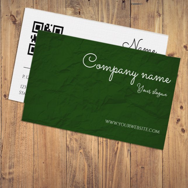 Carte De Visite Paper texture life coach green QR Business Card (Créateur téléchargé)
