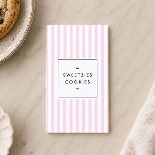 Carte De Visite Papeterie de boulangerie de cookies rayés rose Rét