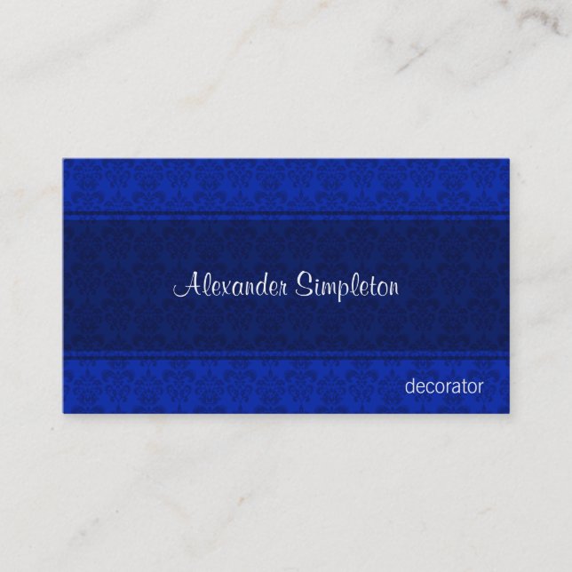 Carte De Visite Papeterie professionnelle classique ornée de Damas (Devant)