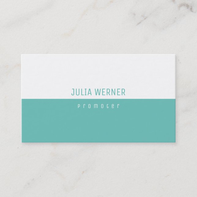 Carte De Visite Papier bleu Turquoise clair Promoteur moderne (Devant)