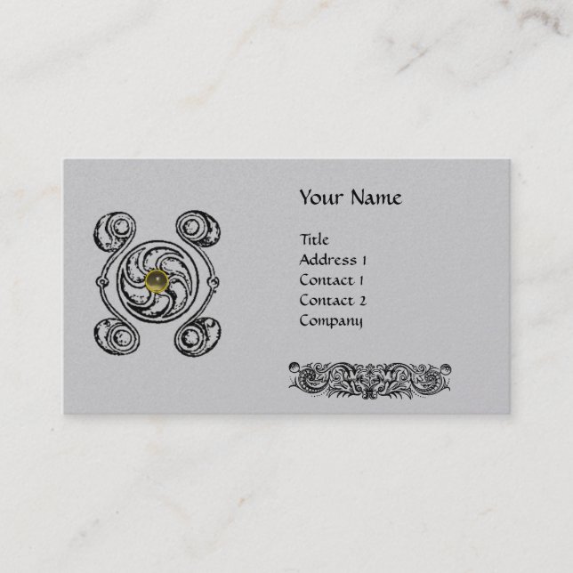 Carte De Visite Papier de perle monogramme TAROT 2 (Devant)