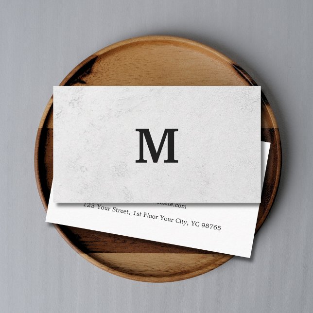 Carte De Visite Papier Faux Stone Monogramme Noir Professionnel (Créateur téléchargé)