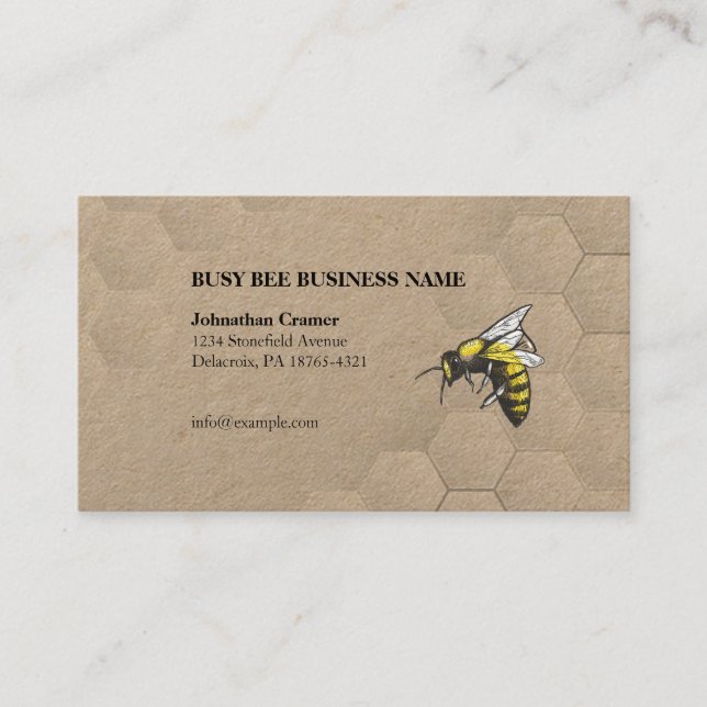 Carte De Visite Papier Honeypeb et Bee Kraft (Devant)
