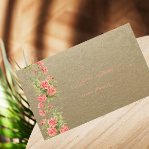 Carte De Visite Papier Kraft Brown vintage, Dentelles, Roses