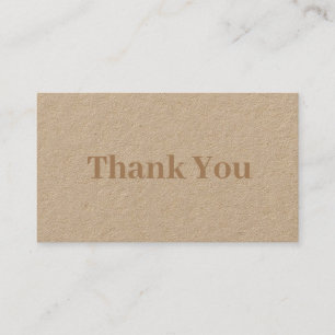 Carte De Visite Papier Kraft Brun Minimaliste Merci & Réduction