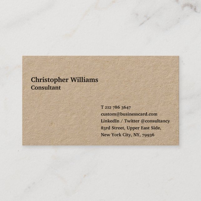 Carte De Visite Papier Kraft de luxe professionnel simple et perso (Devant)