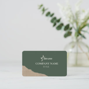 Carte De Visite Papier Kraft déchiré et vert foncé Vintage Profess