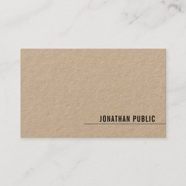Carte De Visite Papier Kraft Élégant Simple Moderne Modèle Luxe (Devant)
