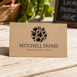 Carte De Visite Papier Kraft Logo Légumes Minimal pour Agriculteur