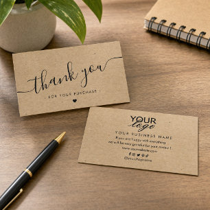 Carte De Visite Papier kraft logo personnalisé merci