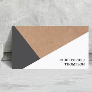 Carte De Visite Papier Kraft moderne imprimé gris blanc géométriqu