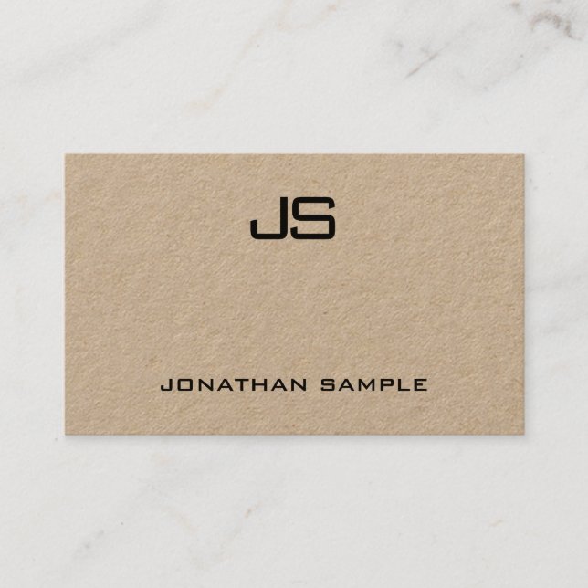 Carte De Visite Papier Kraft moderne Monogramme professionnel (Devant)