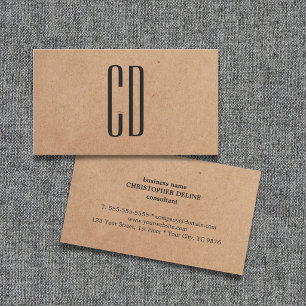 Carte De Visite Papier Kraft Monogramme Élégant Moderne Consultant