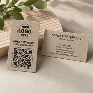 Carte De Visite Papier Kraft QR Code Logo personnalisé des média