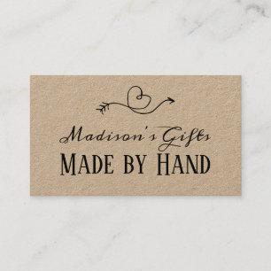 Carte De Visite Papier Kraft Rustic Heart Fabriqué à la Main    Fa