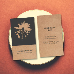 Carte De Visite Papier Kraft unique (imprimé) Flower Motif Floral