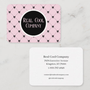 Carte De Visite Papier Monogramme Arc-en-ciel Rose et Noir