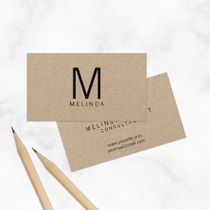 Carte De Visite Papier Monogramme Kraft minimaliste professionnel