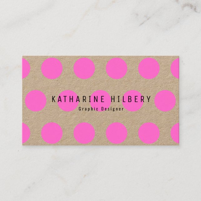 Carte de visite papier Neon Pink Pois Kraft (Devant)