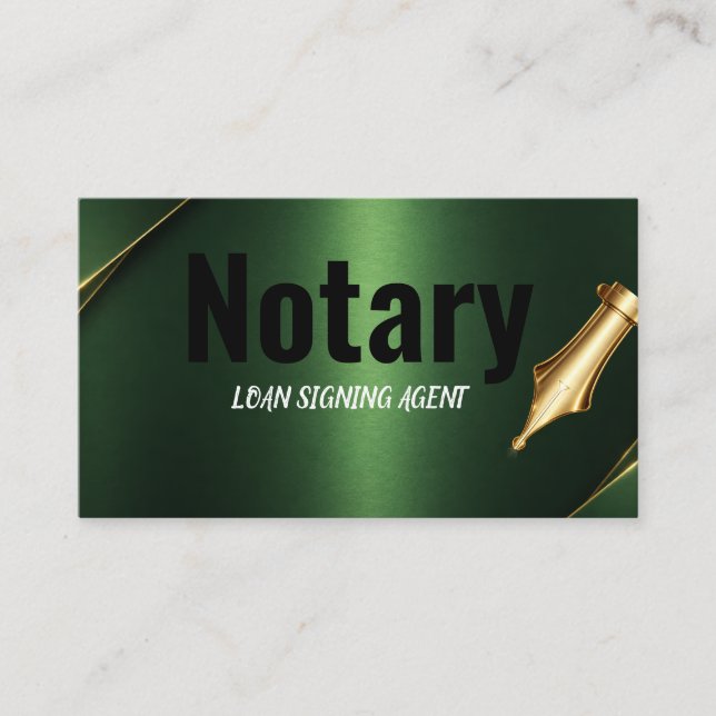 Carte De Visite Papier Notarié Public Vert Élégant Dégradé (Devant)