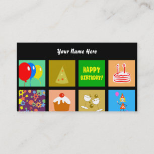 Carte De Visite Papier peint de tuile d'anniversaire, votre nom