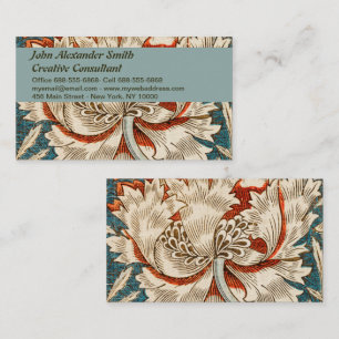 Carte De Visite Papier peint floral Morris Teal Blue Honeysuckle
