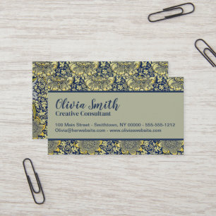Carte De Visite Papier Peint Floral William Morris Kennet Bleu Or