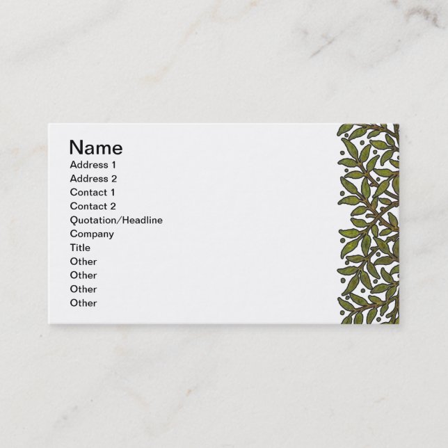 Carte De Visite Papier peint frise d'arbre de William Morris (Devant)