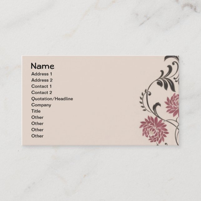 Carte De Visite Papier peint Vintage Chrysanthemum (Devant)