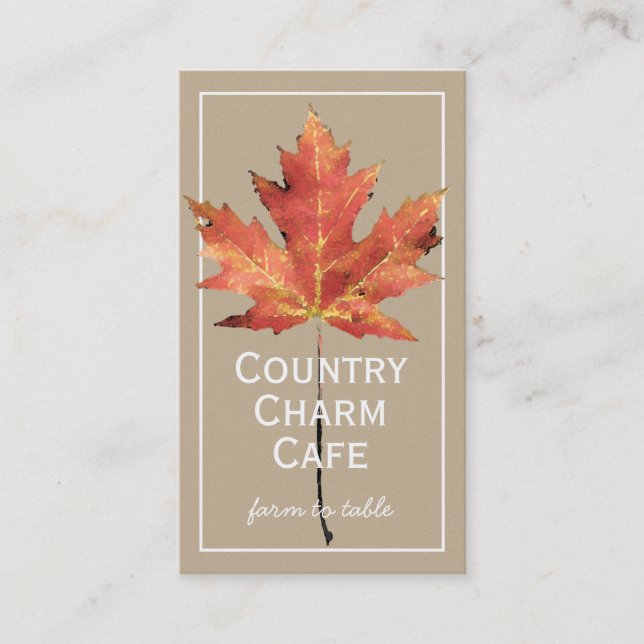 Carte De Visite Papier rustique Kraft Aquarelle Feuille de tournes (Devant)