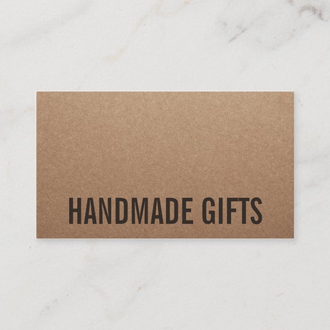 Carte De Visite Papier rustique moderne brun kraft fait main carto (Devant)