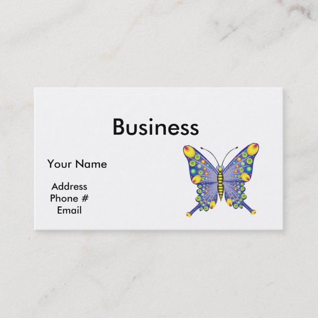 Carte De Visite papillon bleu funky (Devant)