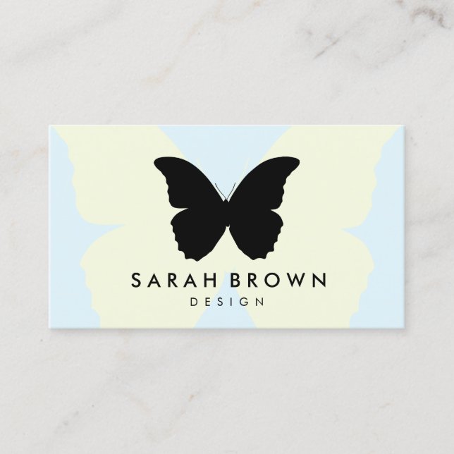 Carte De Visite Papillon Bleu & Jaune | Élégant Professionnel (Devant)