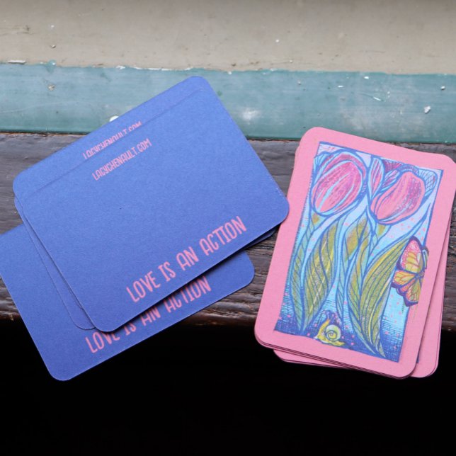 Carte De Visite Papillon bleu rose Tulipes de l'escargot Jardin de (Créateur téléchargé)