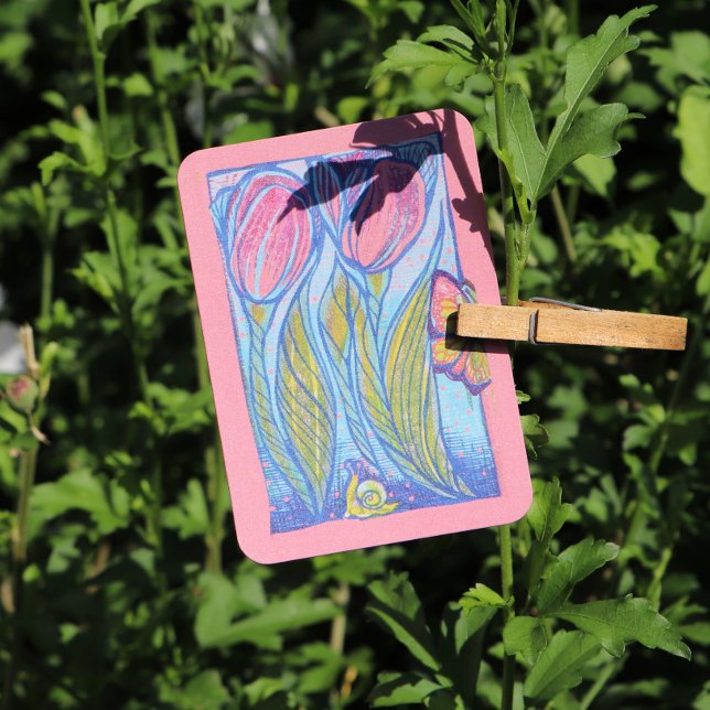 Carte De Visite Papillon bleu rose Tulipes de l'escargot Jardin de (Créateur téléchargé)