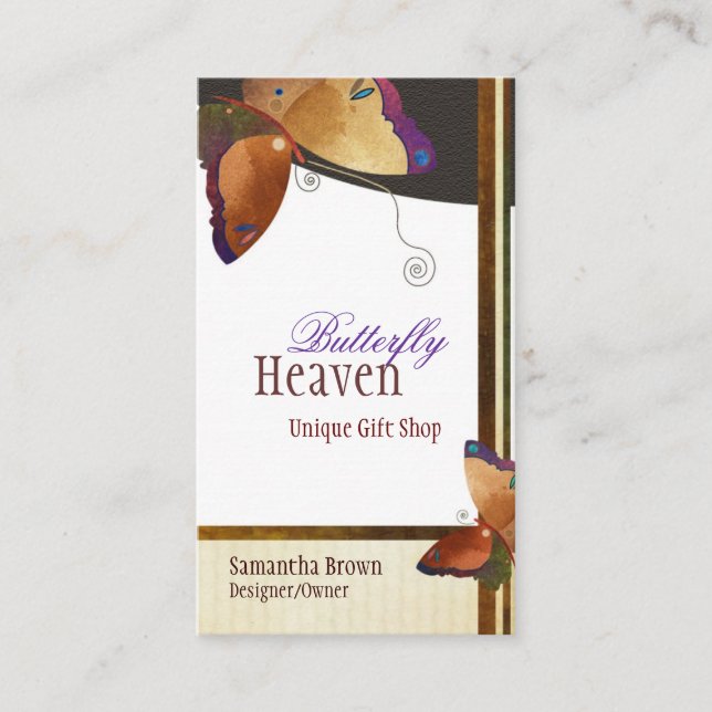Carte De Visite Papillon Brown chic personnalisé (Devant)