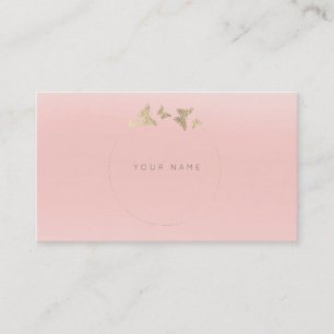 Carte De Visite Papillon Cercle Gold Faux Rose Rose Delicate