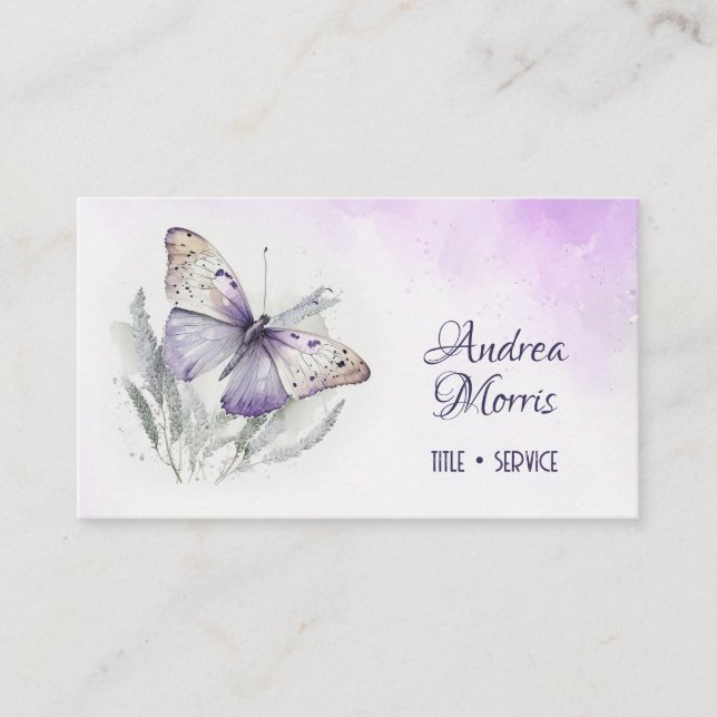 Carte De Visite Papillon d'aquarelle de lavande (Devant)