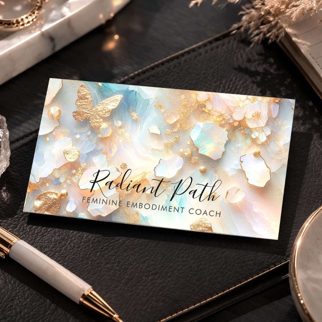 Carte De Visite Papillon de coaching de vie en Opale Moonstone élé (Créateur téléchargé)