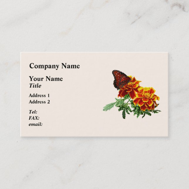 Carte De Visite Papillon de la reine sur Marigold (Devant)