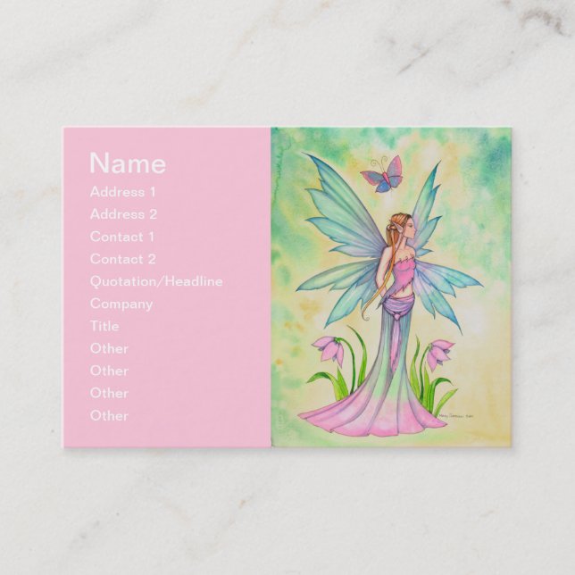 Carte De Visite Papillon de printemps Fée Fantaisie Art (Devant)