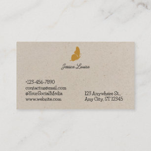 Carte De Visite Papillon élégant minimal Vintage beige