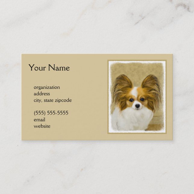 Carte De Visite Papillon (Hound Tri) Peinture - Art original du ch (Devant)