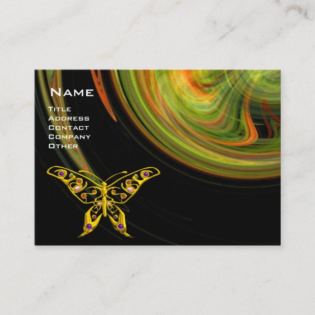 Carte De Visite PAPILLON HYPER - orange vert noir jaune vif (Devant)