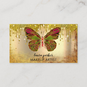 Carte De Visite Papillon Logo Gold Driving Girly Rainbow moderne 